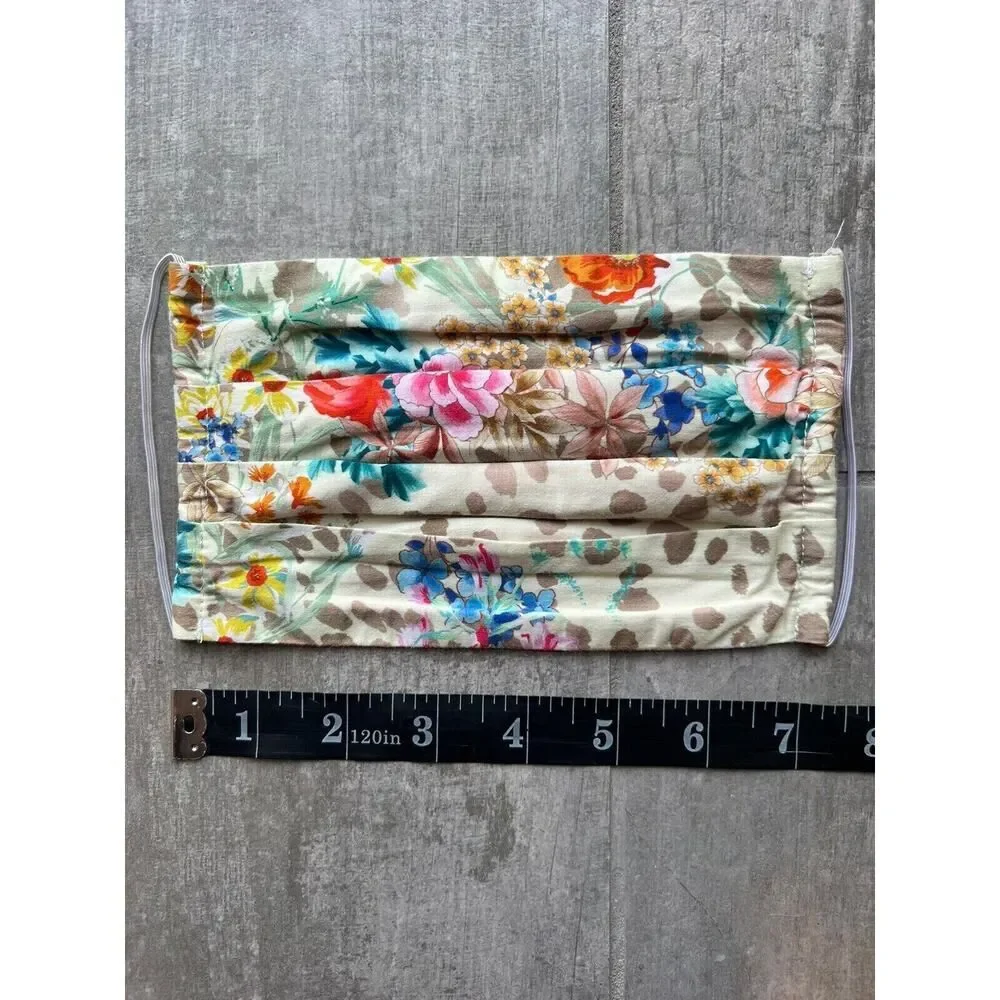 JOHNNY WAS Boho Designer Face Cover Mask Cotton Lined Floral Washable Reusable